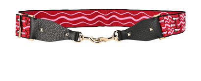 Valentino Rockstud Bag Strap, &pound;340, Accessories, Black/Pink/Red, Canvas/Leather, Front view